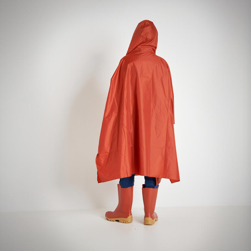 Poncho Lluvia Solognac Glenarm Capa Impermebale Niños Rojo Teja