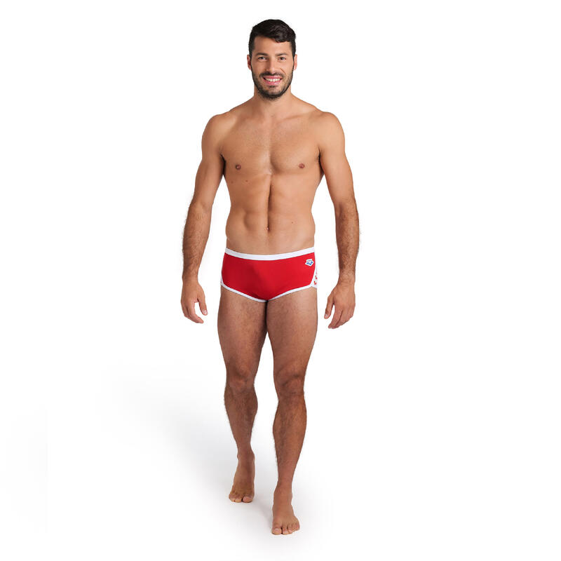 Badehose Slip Herren Arena - Icons rot/weiss 