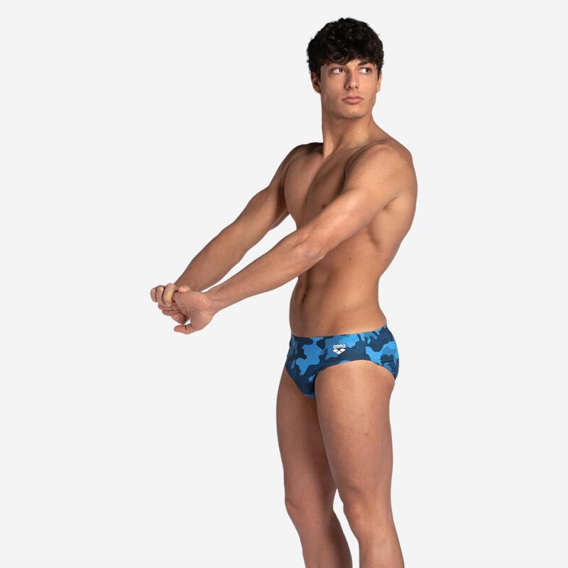 Badehose Slip Herren Arena - Camo blau 