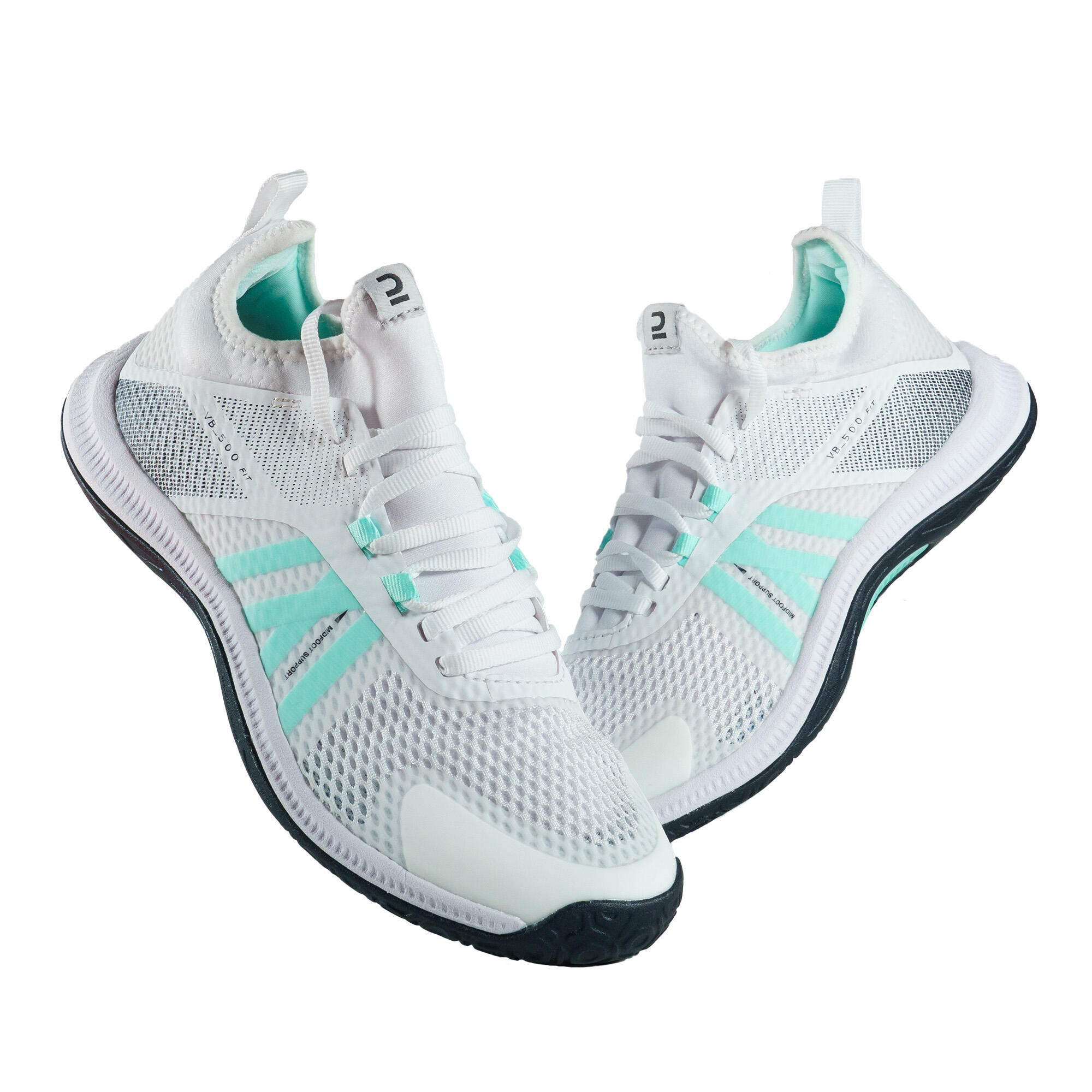 Women's Regular Volleyball Shoes Fit 500 - White/Mint Green 7/7