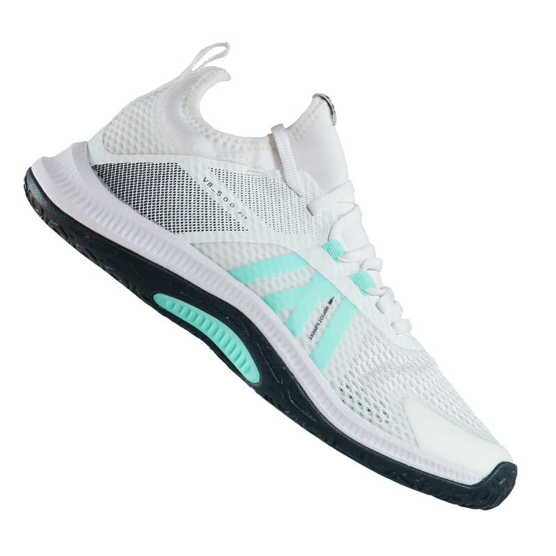 Zapatillas Voleibol de Mujer Allsix FIT 500 blancas verde menta