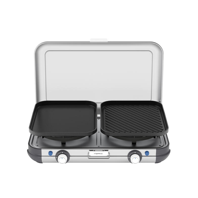 Aragaz de camping cu gaz, 2 arzătoare, Camp & Grill - Plancha, Grill