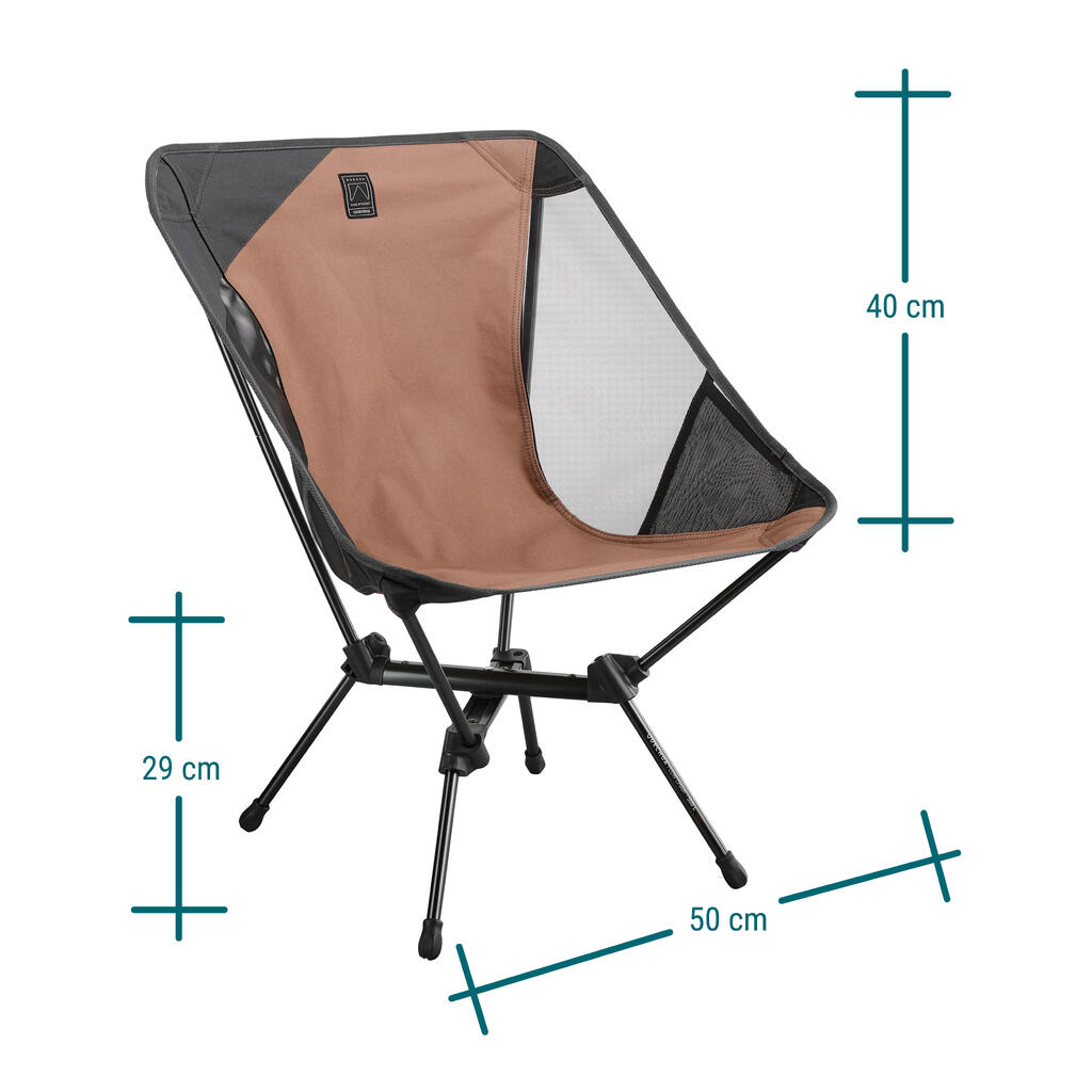 Nízka kempingová skladacia stolička MH500 hnedá