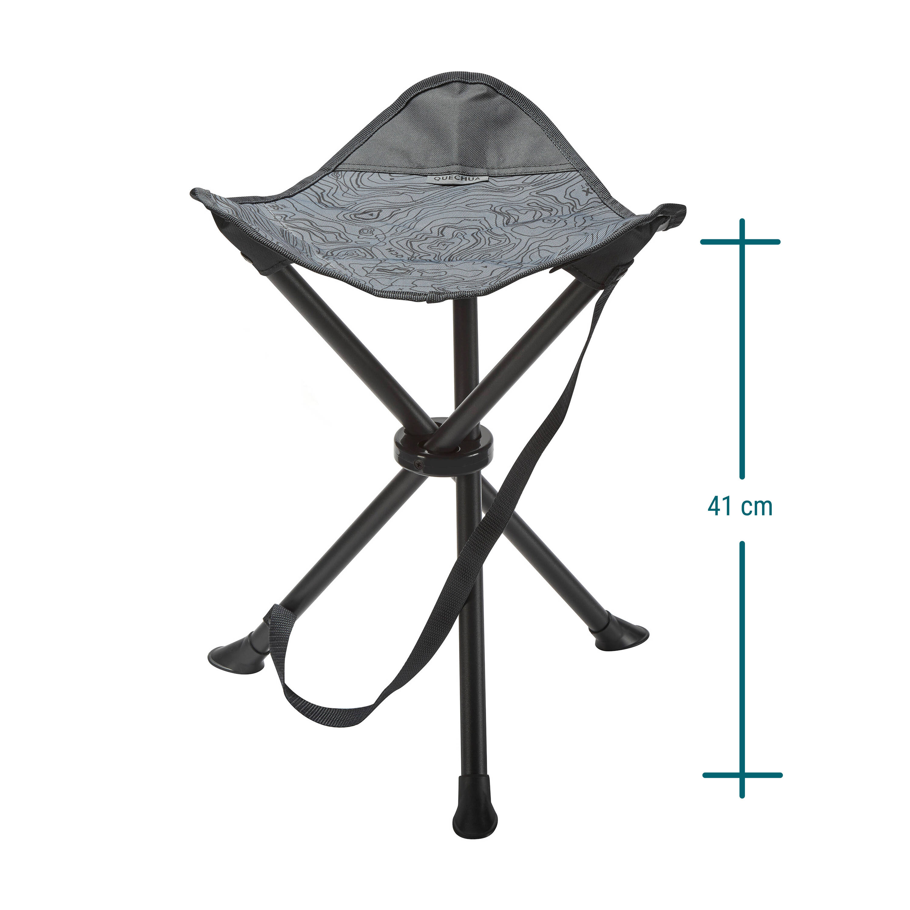 Camping Stool Tripod Foldable Supports up to 110 Kg - Grey -  3