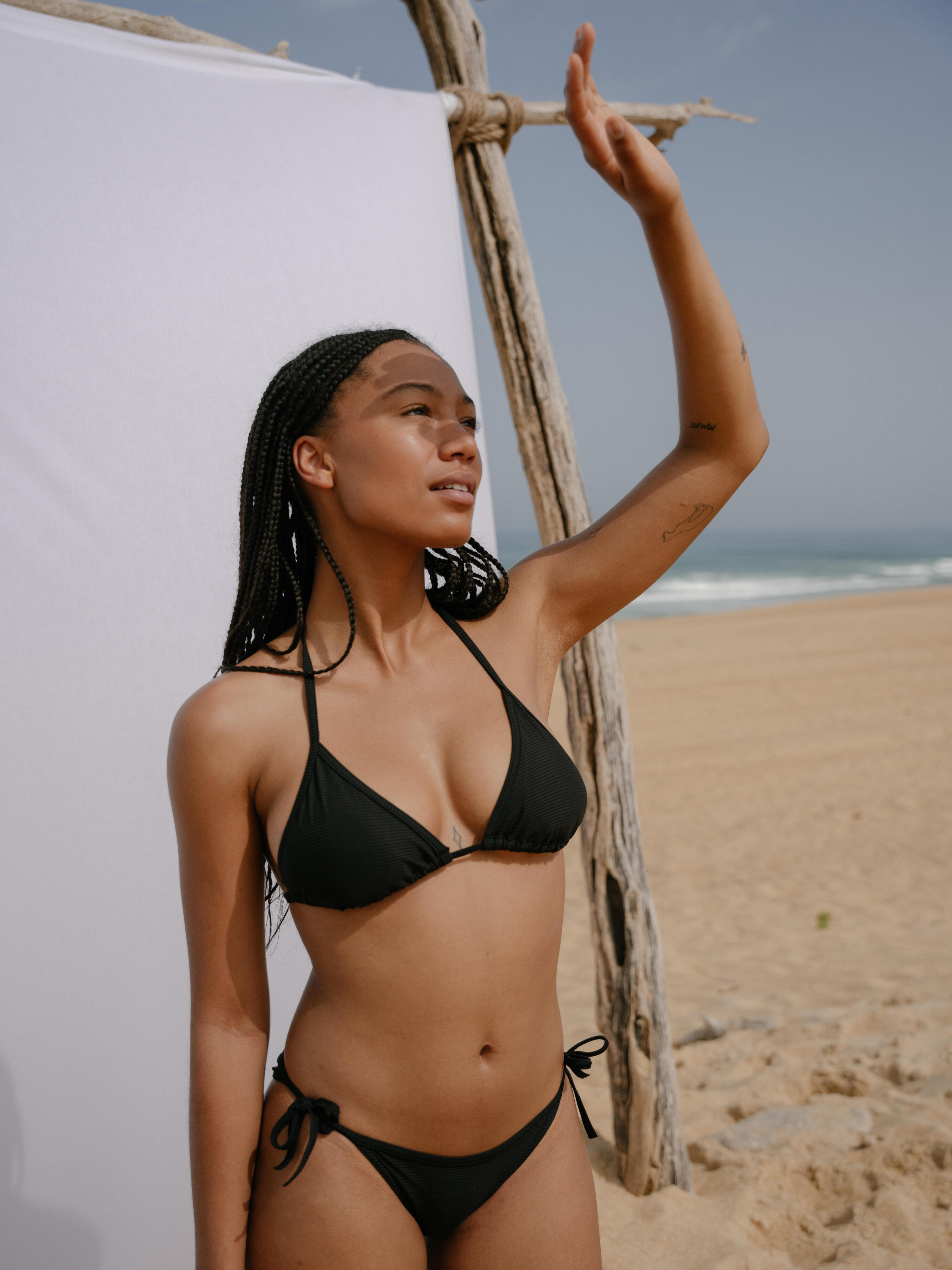 HAUT DE MAILLOT DE BAIN FEMME TRIANGLE COULISSANT AVEC COQUES SIMY NOIR 11/12