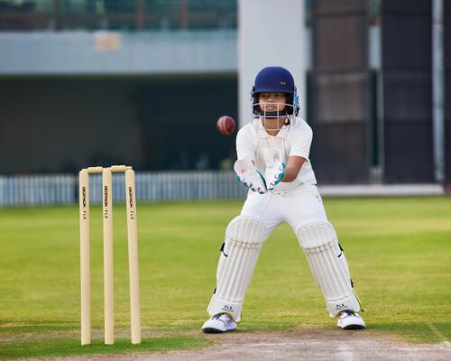 Boy playing cricket