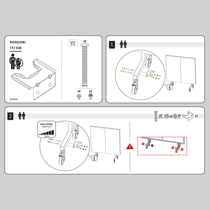 Peça para deslocação da mesa de ping pong TTT930