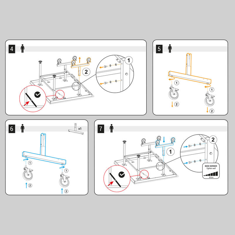 Pata en T (soporte de ruedas) para mesa de pingpong TTT930