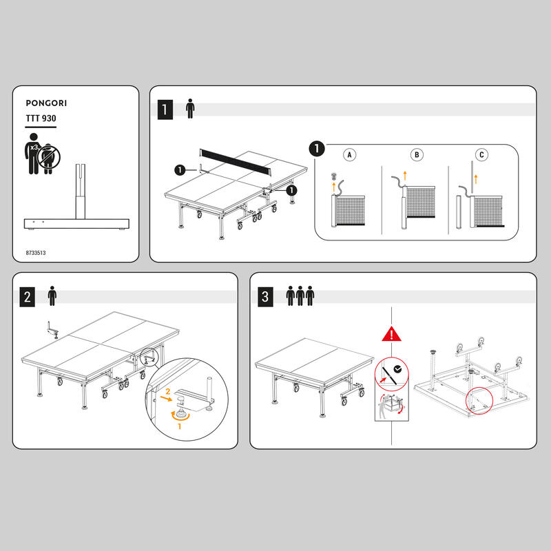 Pé em T (suporte rodas) para mesa de ping pong TTT930