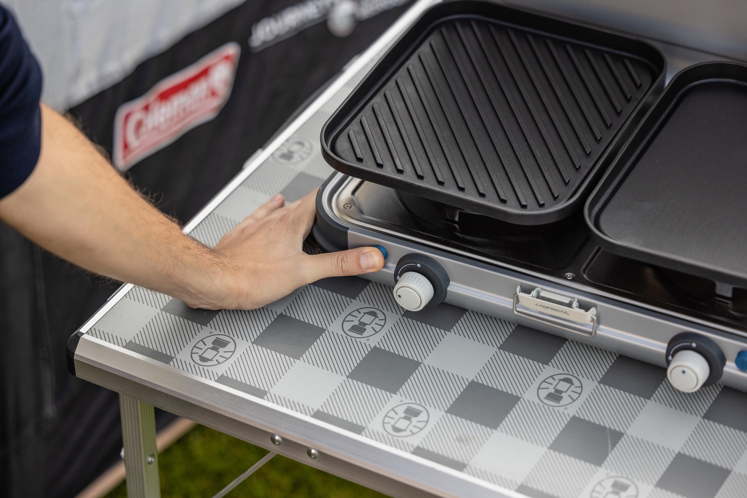 Campingkocher 2-flammig Plancha, Grill und Wok - Camp & Grill 15/20