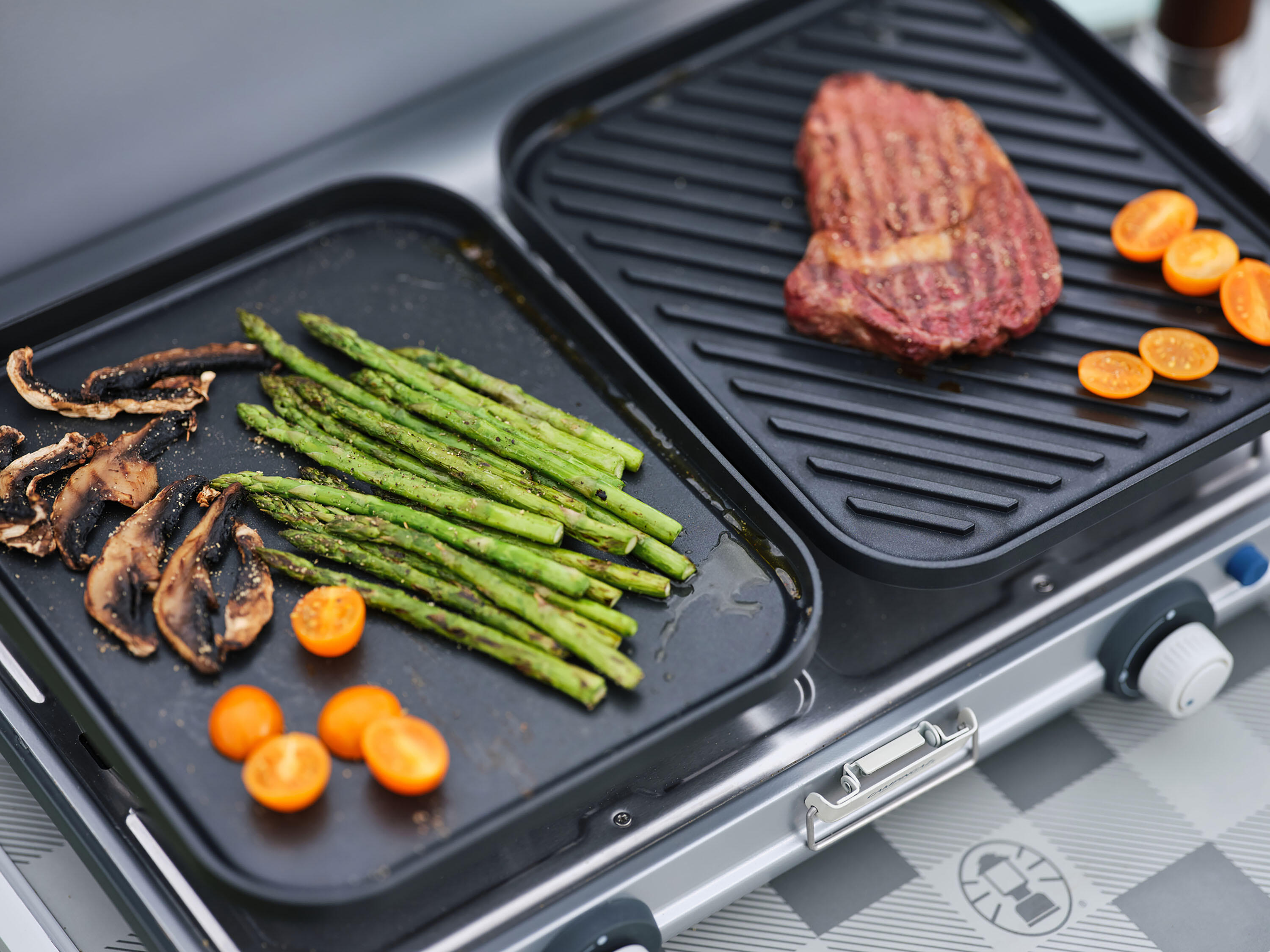 Campingkocher 2-flammig Plancha, Grill und Wok - Camp & Grill 12/20