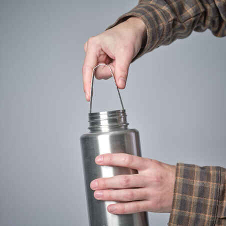 WATER BOTTLE with screw cap Bushcraft 1L Stainless Steel Grey