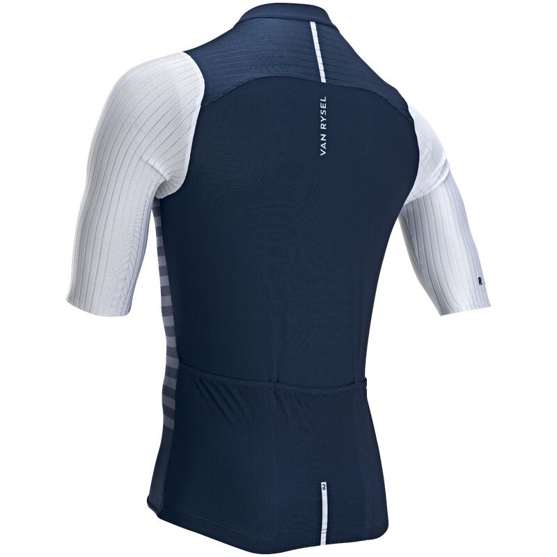 Men's Road Cycling Jersey Racer Pro Striped Blue VAN RYSEL Decathlon