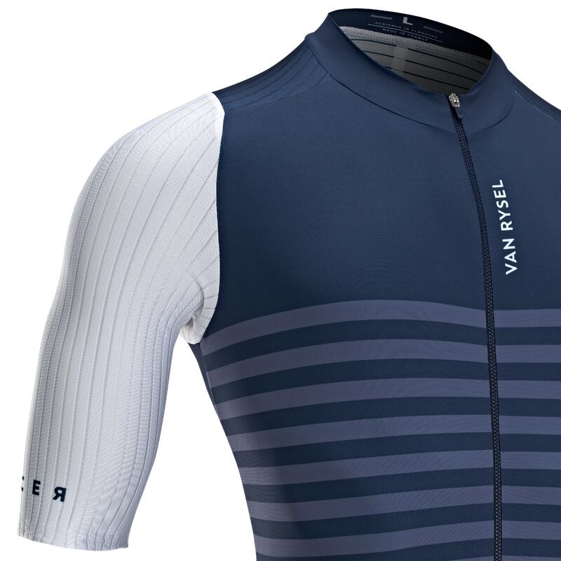 Men's Road Cycling Jersey Racer Pro Striped Blue VAN RYSEL Decathlon
