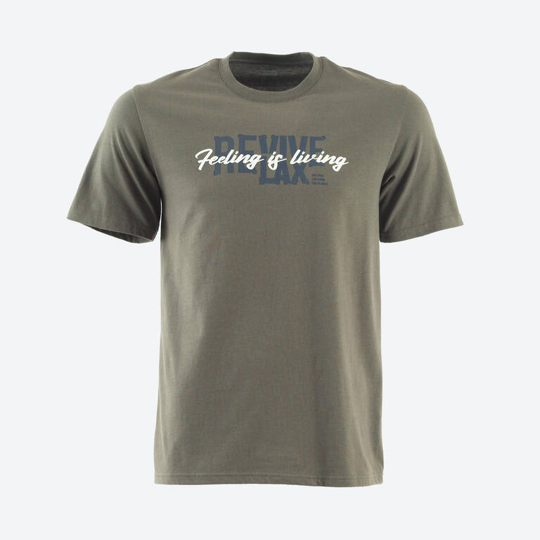 Men's Fitness T-Shirt 500 Essentials - Khaki Print