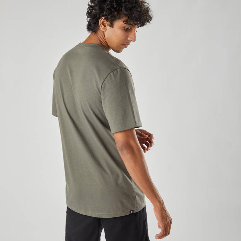 Kaos Fitness Pria 500 Essentials - Khaki Print