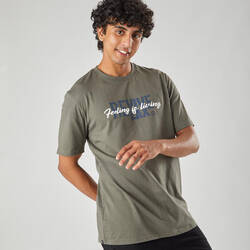 Men's Fitness T-Shirt 500 Essentials - Khaki Print