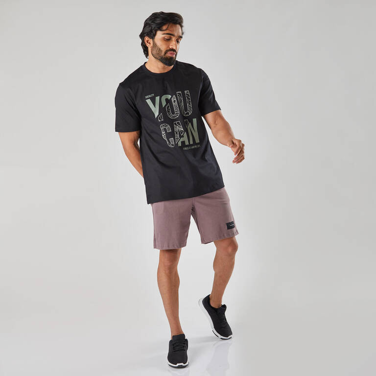 Men's Fitness T-Shirt 500 Essentials - Black Print