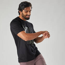 Men's Fitness T-Shirt 500 Essentials - Black Print