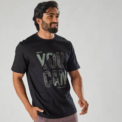 Men's Fitness T-Shirt 500 Essentials - Black Print