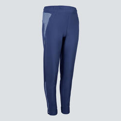 PANTALON CHAUD DE RUNNING ENFANT - KIPRUN WARM ZIP MARINE GRIS pour les  clubs et collectivités