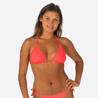 WOMEN'S SLIDING TRIANGLE BIKINI SWIMSUIT TOP MAE NEON CORAL