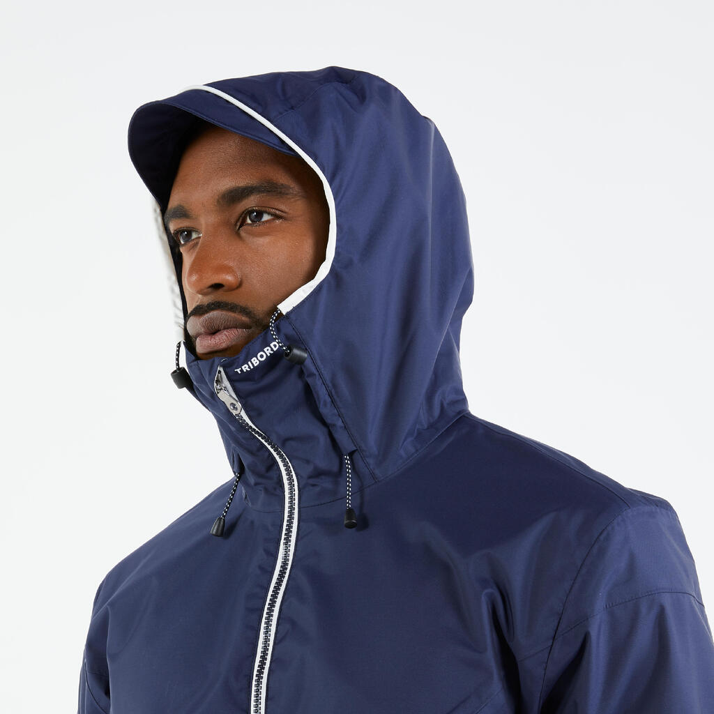 Waterproof sailing jacket - wet-weather windproof jacket SAILING 100 navy blue