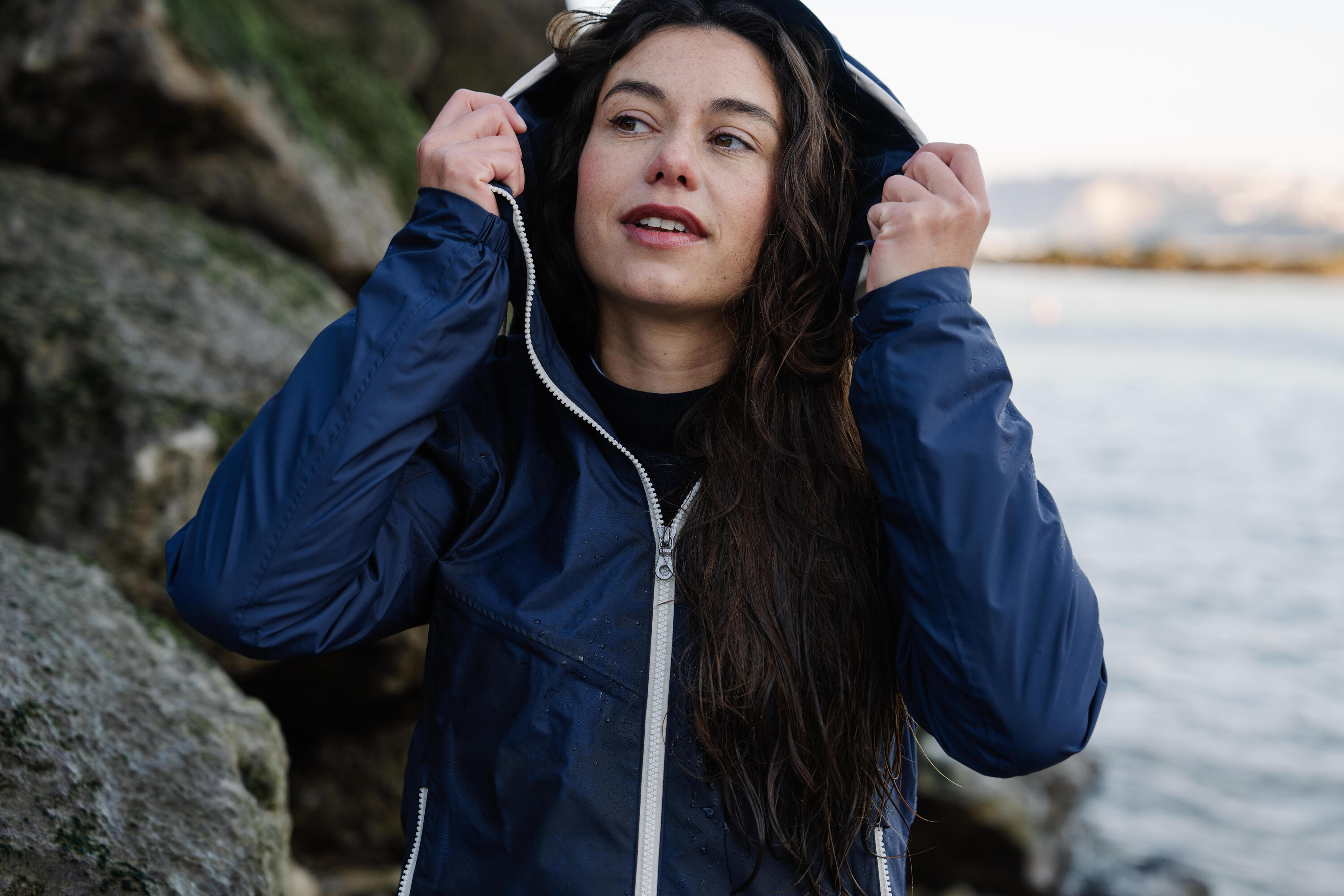 Gebraucht - Regenjacke Segeln Damen wasserdicht winddicht 100 marineblau 46/52