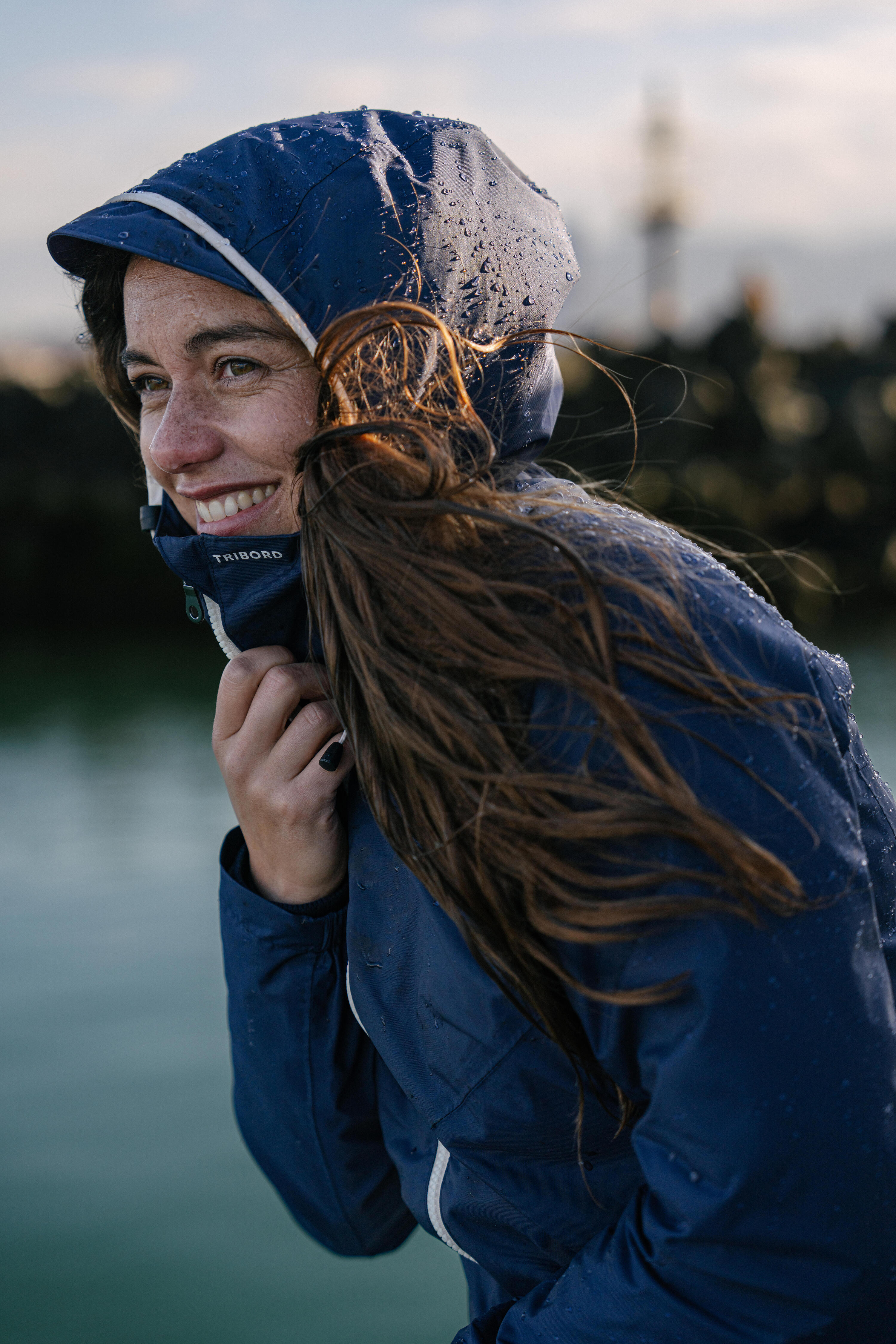 Gebraucht - Regenjacke Segeln Damen wasserdicht winddicht 100 marineblau 48/52