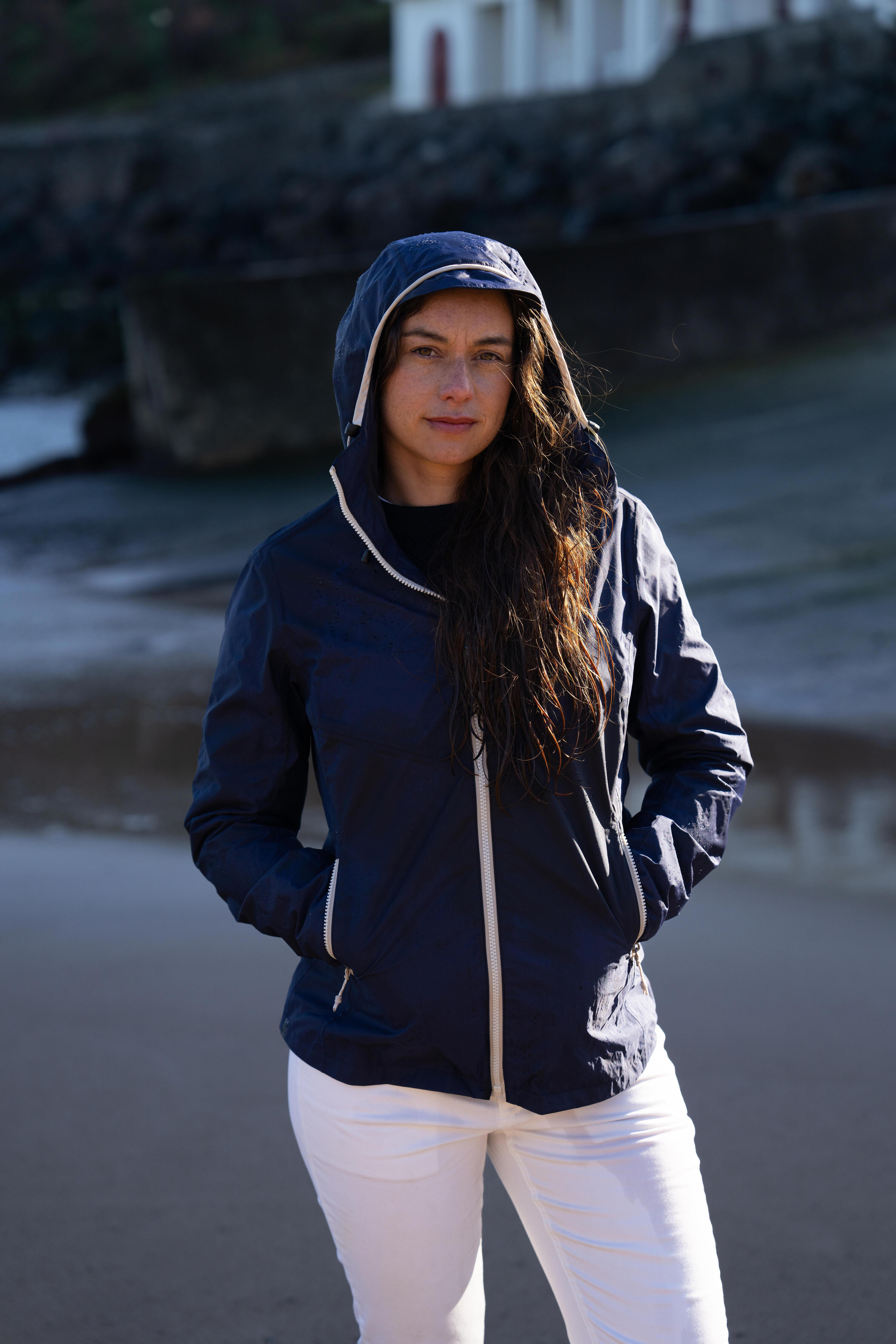 Gebraucht - Regenjacke Segeln Damen wasserdicht winddicht 100 marineblau 50/52