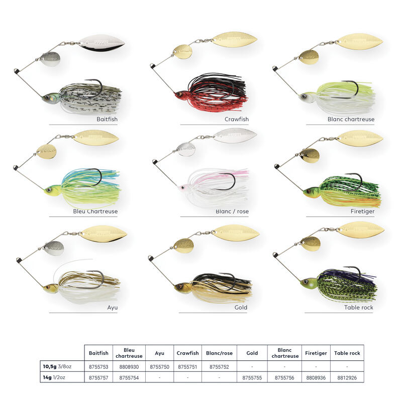 AMOSTRA SPINNERBAIT SPINO 14 G AZUL CHARTREUSE
