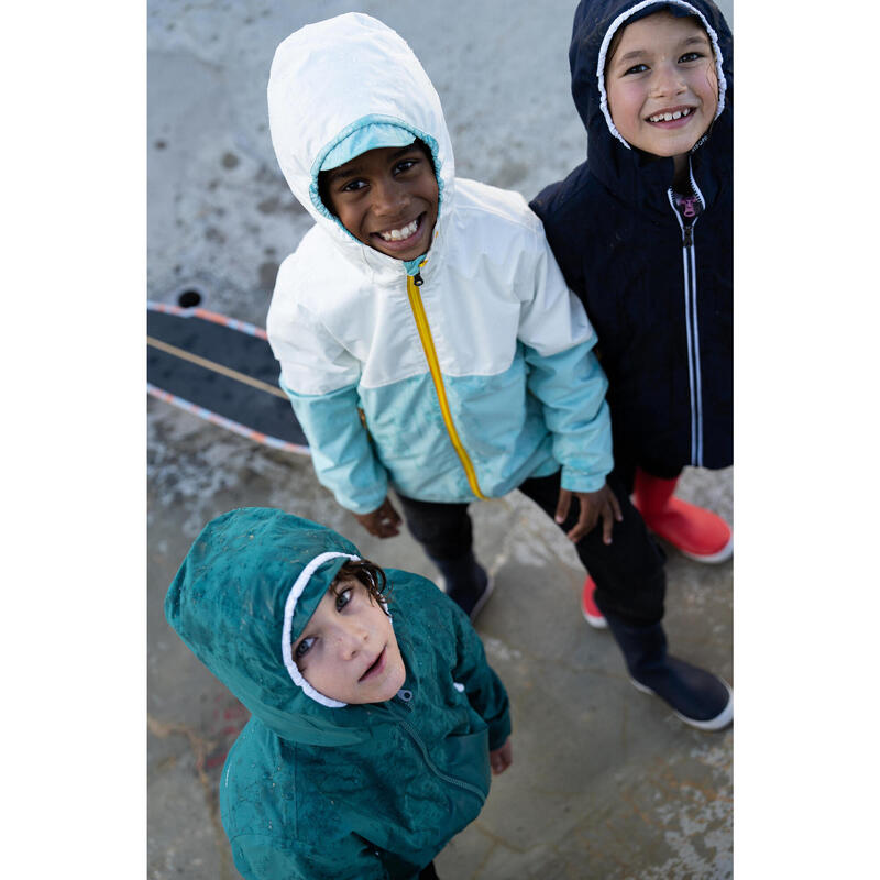 Veste imperméable de voile - veste de pluie SAILING 100 Enfant Blanc menthe