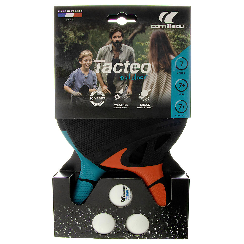 Set 2 Racchette + 3 Palline Cornilleau Tacteo - Verde/Bianco/Rosso - Per Tennis Tavolo Esterno - Foto 11