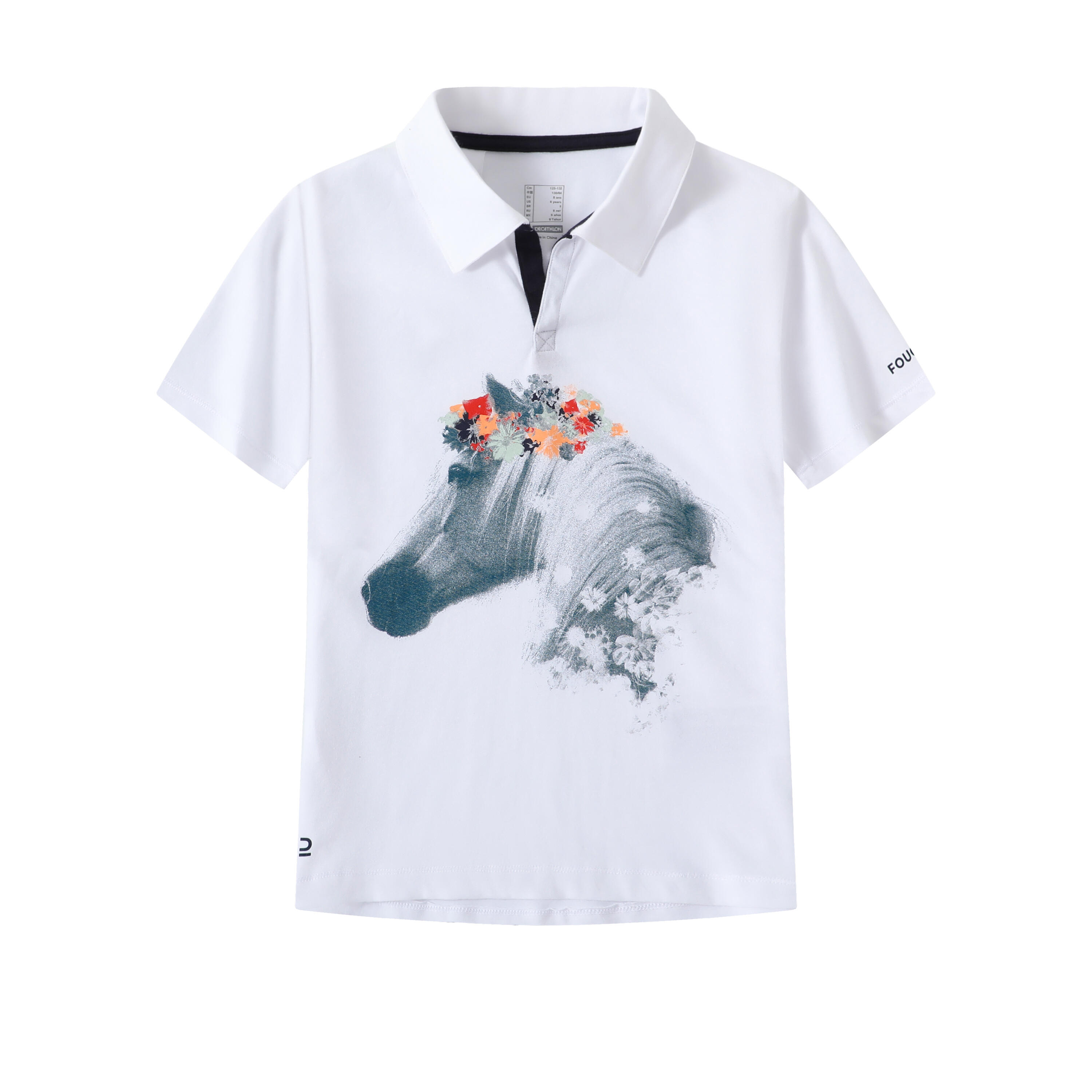 Kids' Short-Sleeved Horse Riding Polo Shirt 100 - White 2/6