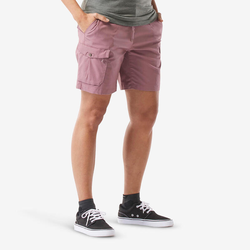 Shorts Damen Backpacking Baumwolle - Travel 100 altrosa 