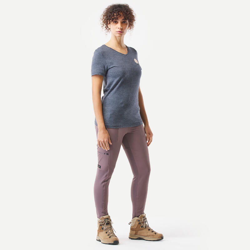 LEGGINGS DE TREKKING & VIAGEM RESISTENTES - TRAVEL 500 - VIOLETA - MULHER