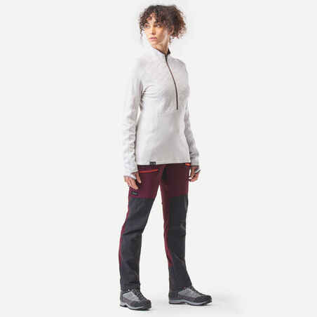 Women's Mountain Trekking Water-Repellent Trousers MT900 - maroon