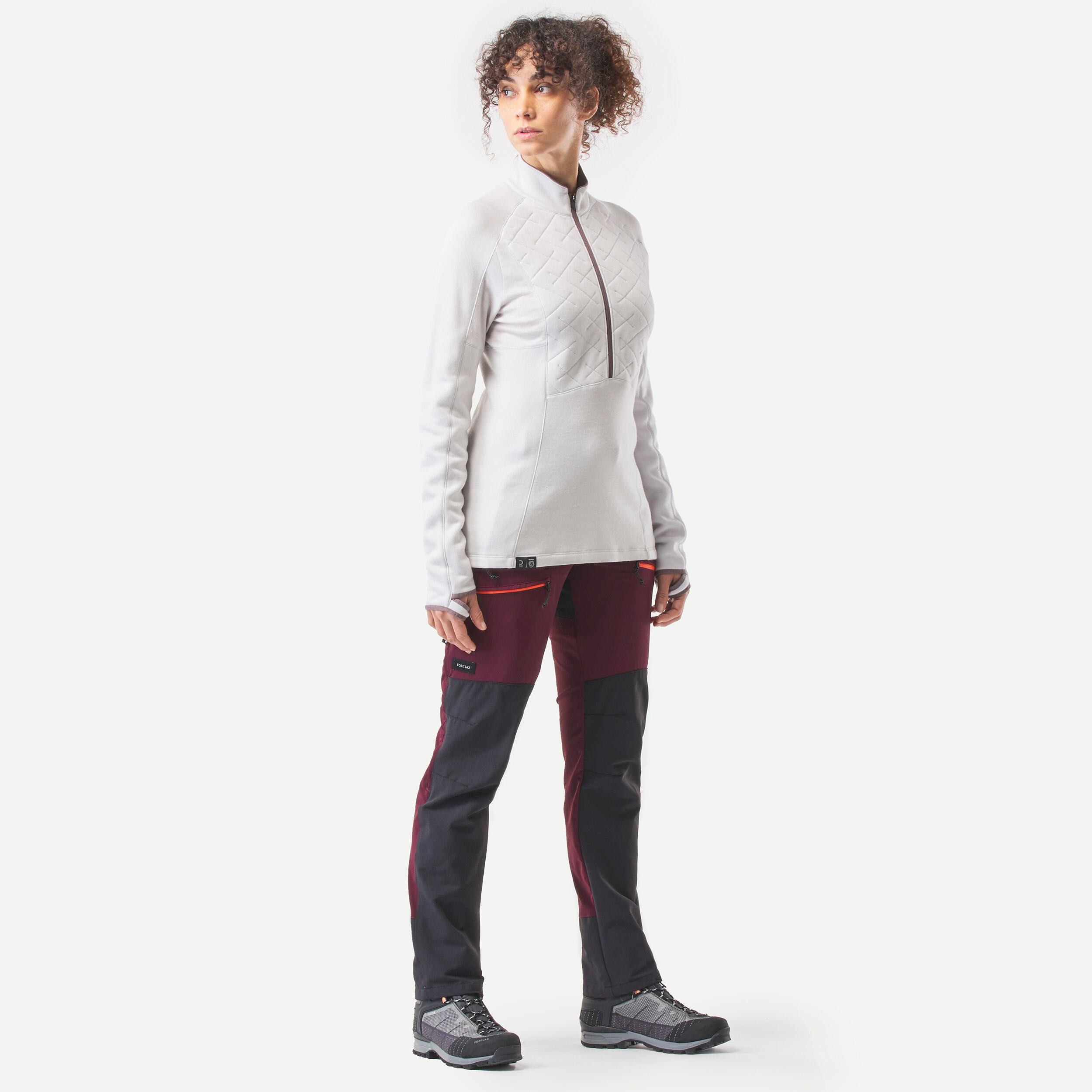 Women's Mountain Trekking Water-Repellent Trousers MT900 - maroon 8/11