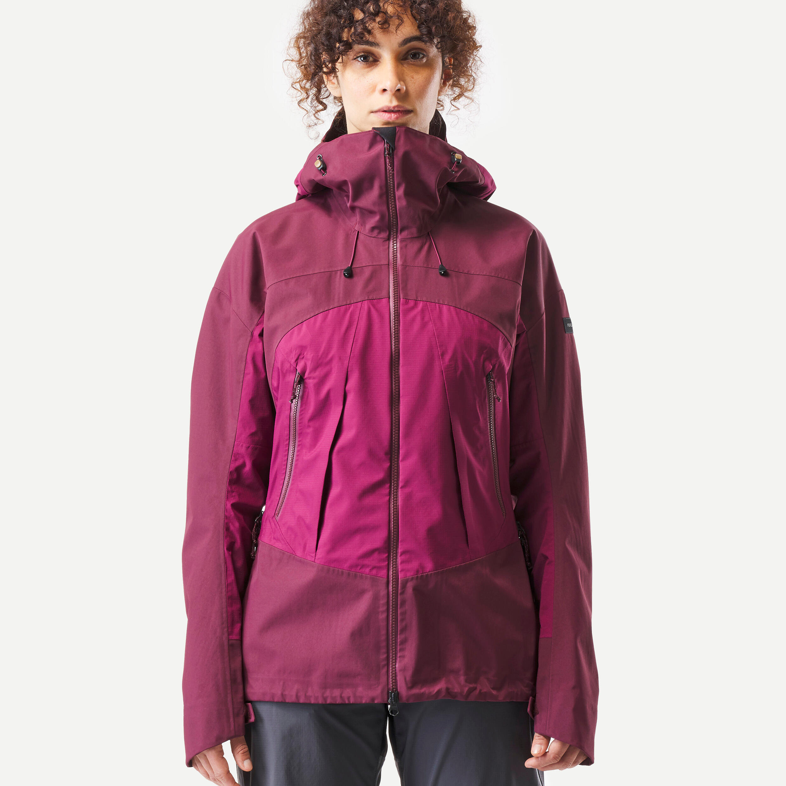 Women s waterproof mountain trekking jacket TREK 500 purple