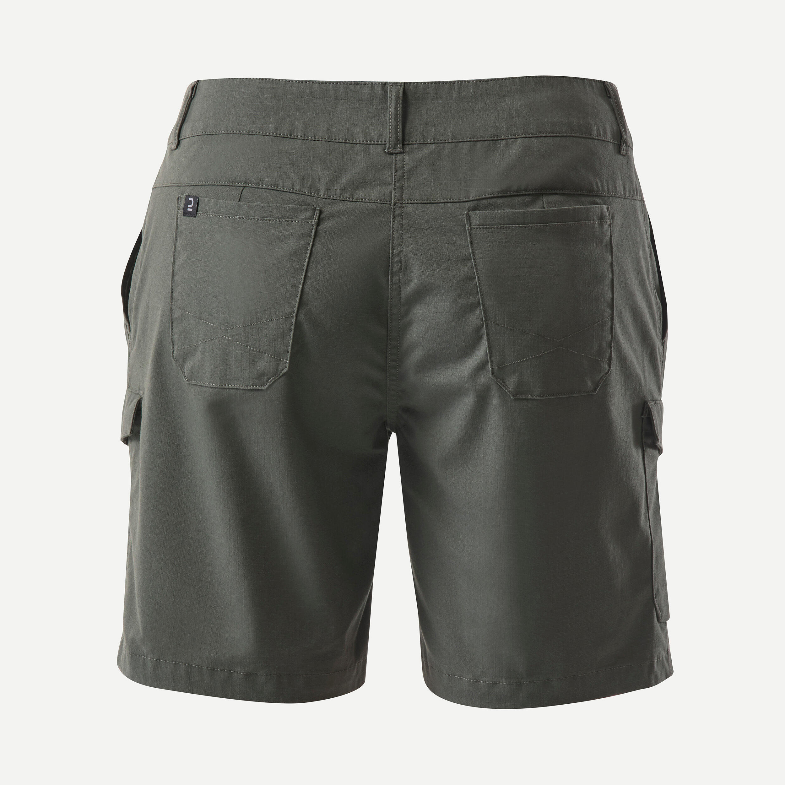 Women's Trekking and Travel Cotton Cargo Shorts - TRAVEL100 - Dark Green 3/6