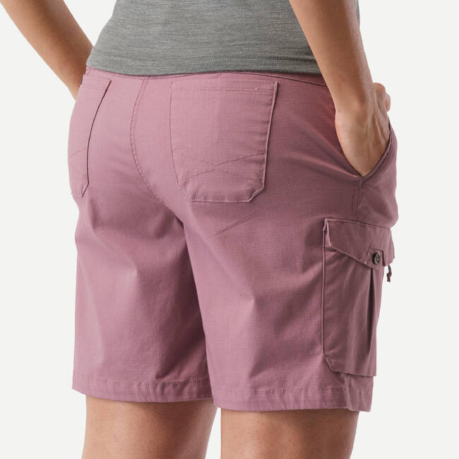 Women Travel Cotton Cargo Shorts Pink