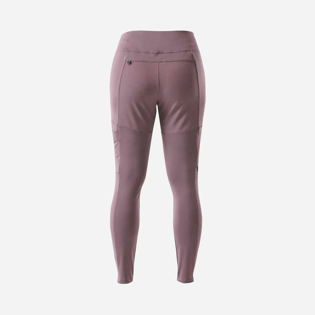 WOMEN’S TREKKING & TRAVEL DURABLE LEGGINGS - TRAVEL 500 - PURPLE