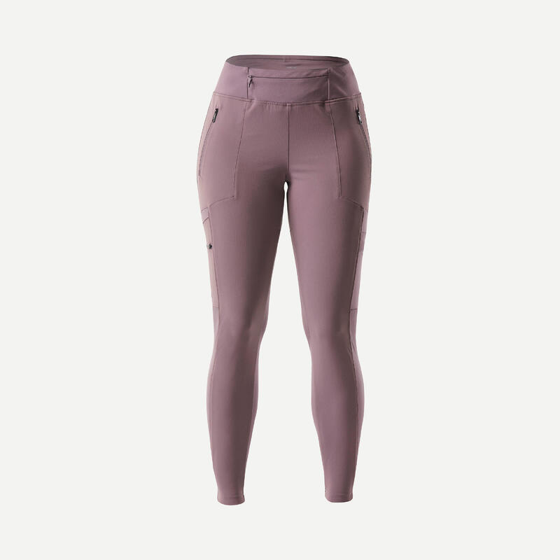 LEGGING DE TREKKING & VOYAGE RESISTANT - TRAVEL 500 - VIOLET - FEMME