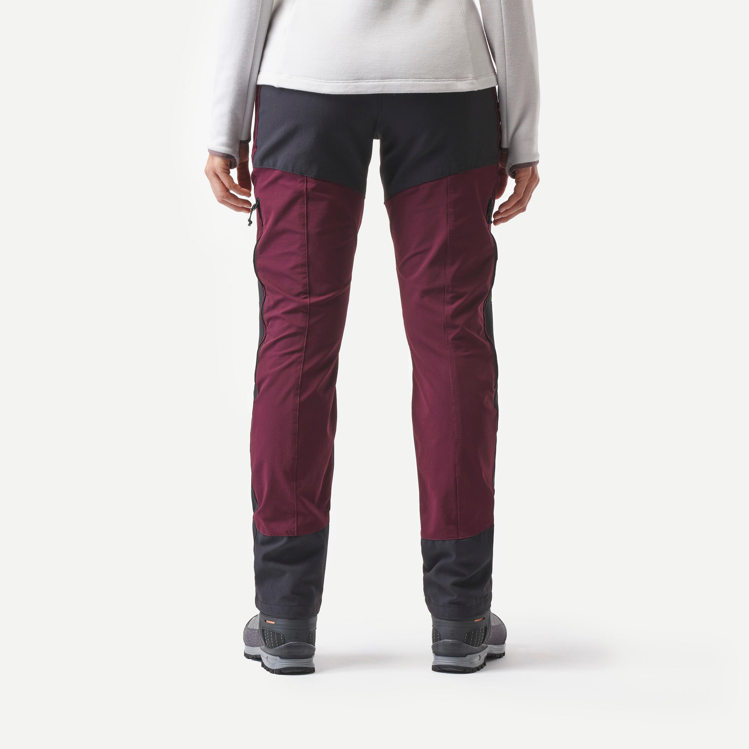 Women's Mountain Trekking Water-Repellent Trousers MT900 - maroon 6/11