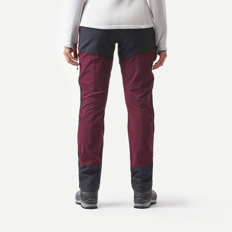 Women's Mountain Trekking Water-Repellent Trousers MT900 - maroon