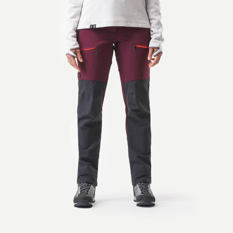 Waterafstotende broek voor bergtrekking dames MT900 bordeaux
