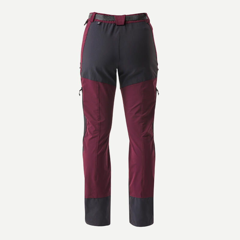 Pantalon déperlant de trek montagne - MT900 bordeaux - Femme