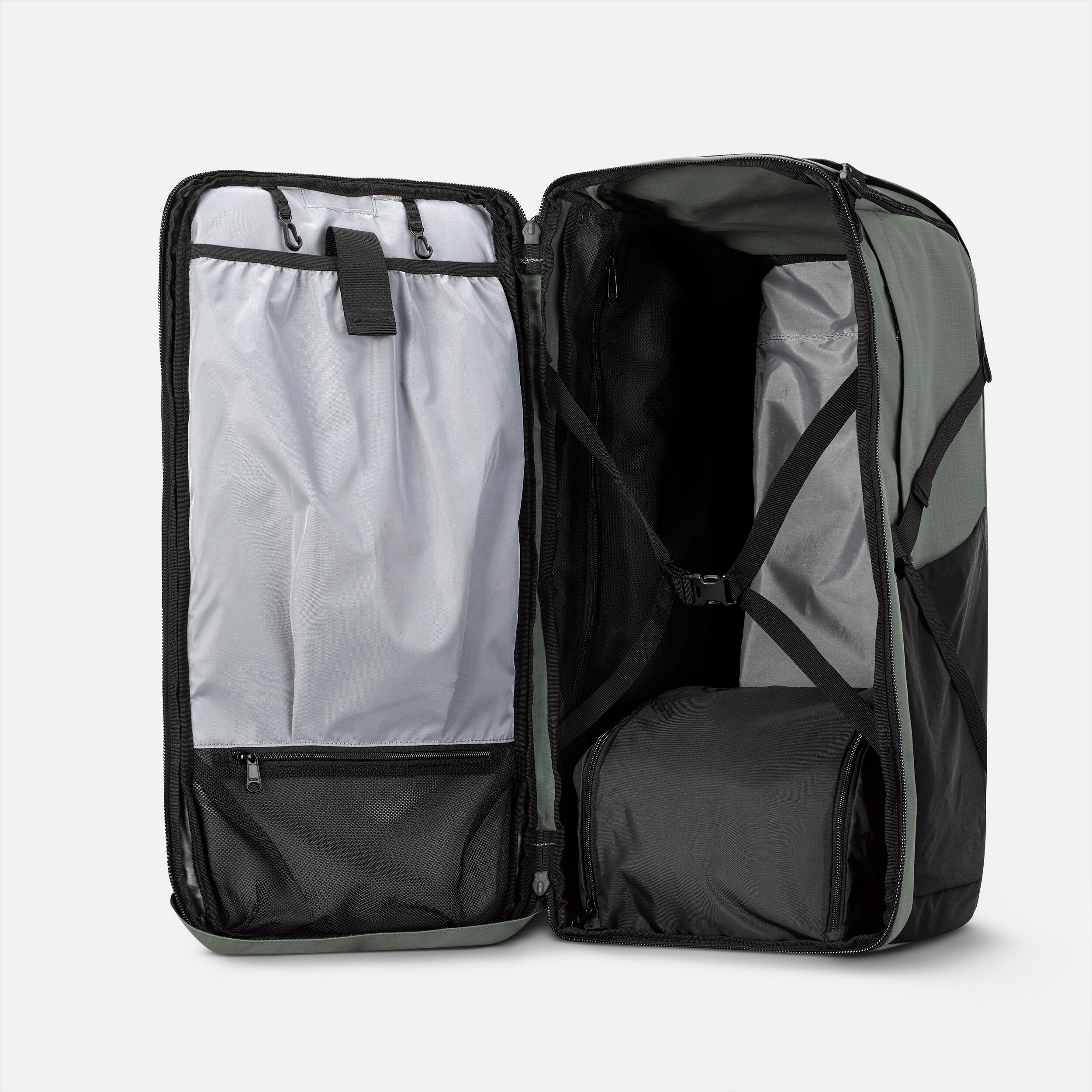 Men's Travel 900 70+6L suitcase-style travel backpack - Green - Decathlon Men's Travel 900 70+6L suitcase-style travel backpack - Green - Decathlon