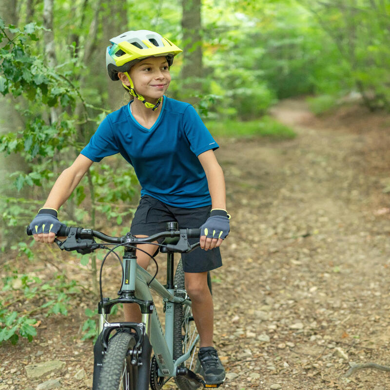 Fietsshirt met korte mouwen voor kinderen 100 blauw 7-13 jaar