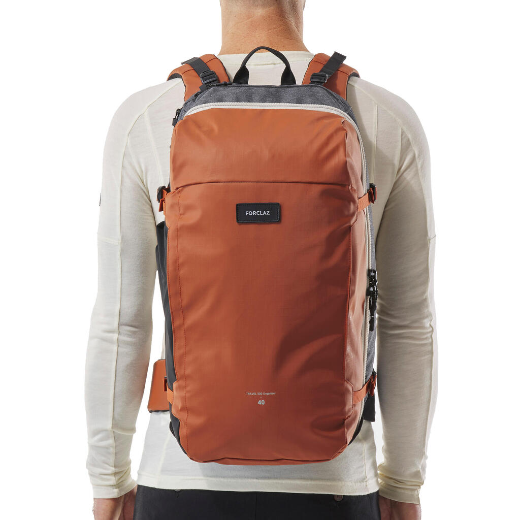 Travel Backpack 40 L - Travel 500 ORGANIZER Orange